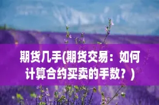 期货交易的最少手数是多少(期货交易的最少手数是多少)_https://www.07apk.com_期货行业分析_第1张